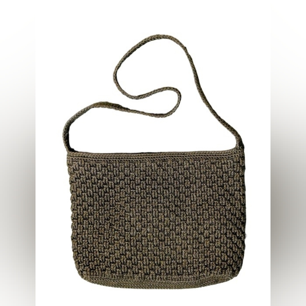 The Sak Brown Crochet Crossbody Bag Shoulder Strap Purse Tight Knit